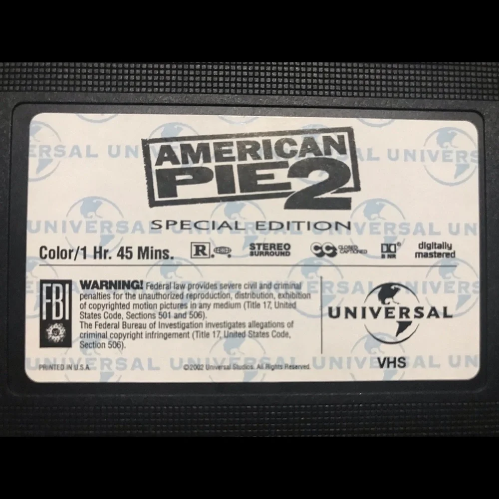 Vintage American Pie 2 VHS 2002 UNTESTED